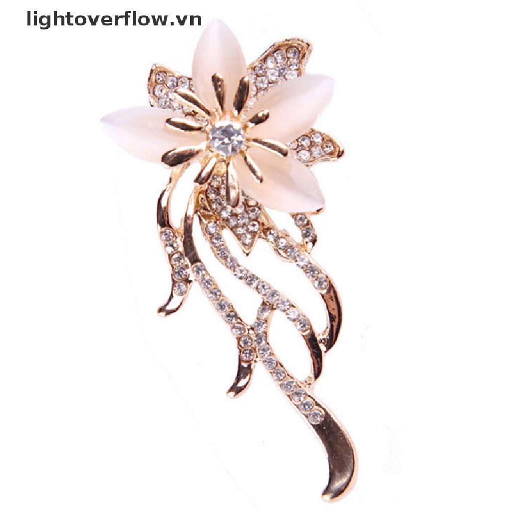 Ghim Cài Áo Hình Hoa Đính Đá Opal Pha Lê Sang Trọng Cho Nữ