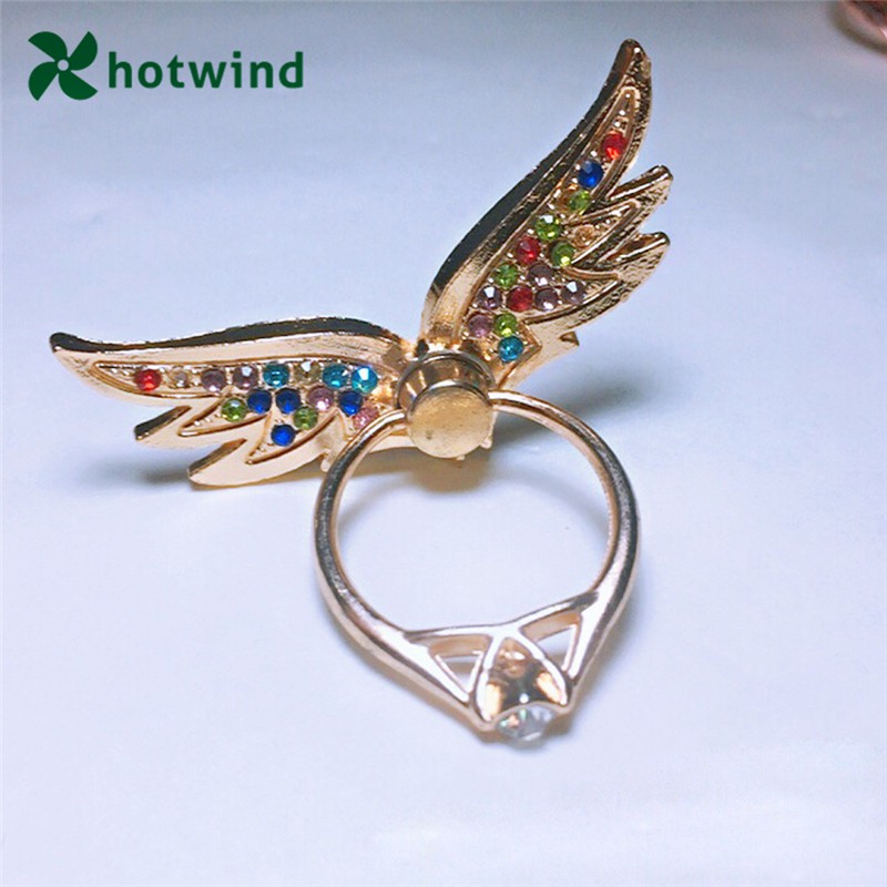 HW Angel Wings Metal Multifunctional Fall Proof Folding Ring Mobile Phone Holder