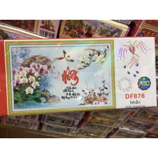 Tranh đính đá chữ Nhẫn tuyệt đẹp KT 75*50cm(hình thật)
