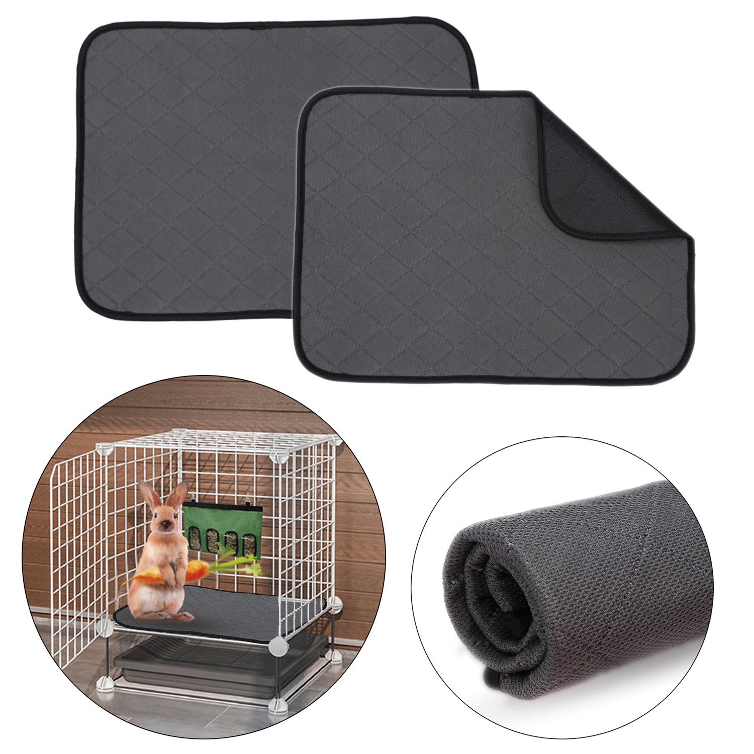 『BSUNS』 Hamster Cage Liner Guinea Pig Absorbent Cage Mat Pet Pee Pads Rabbits Reusable Small Animals Waterproof Bottom Cage Bedding