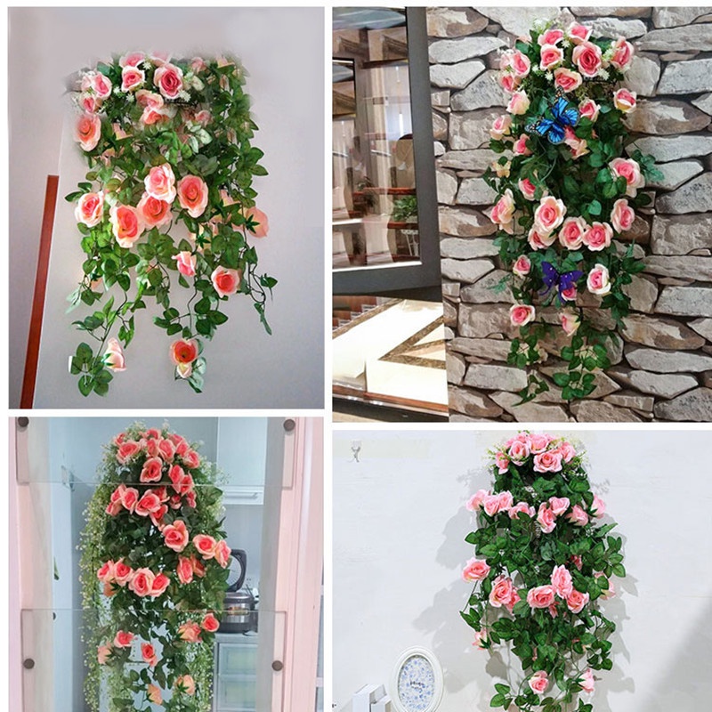 Bó Hoa Hồng Giả Nhiều Màu Treo Tường Trang Trí Phòng Khách / Ban Công / Đám Cưới