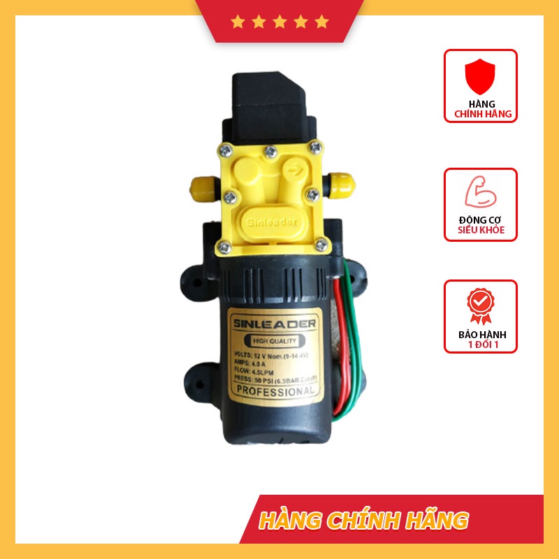 Máy bơm nước mini tăng áp 12v, máy bơm đơn Sinleader lưu lượng 5l/p dùng phun sương, tưới cây tặng kèm dây hút lọc mini