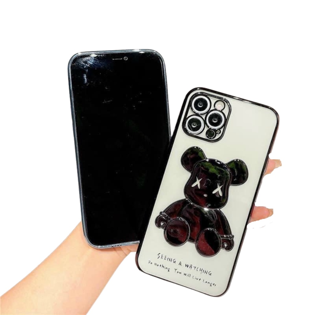 Ốp IP mạ viền dẻo hình gấu Bearbrick cho IP 7plus/8plus/X/Xs/Xs Max/11/11 Pro/11 Promax/12/12 Promax