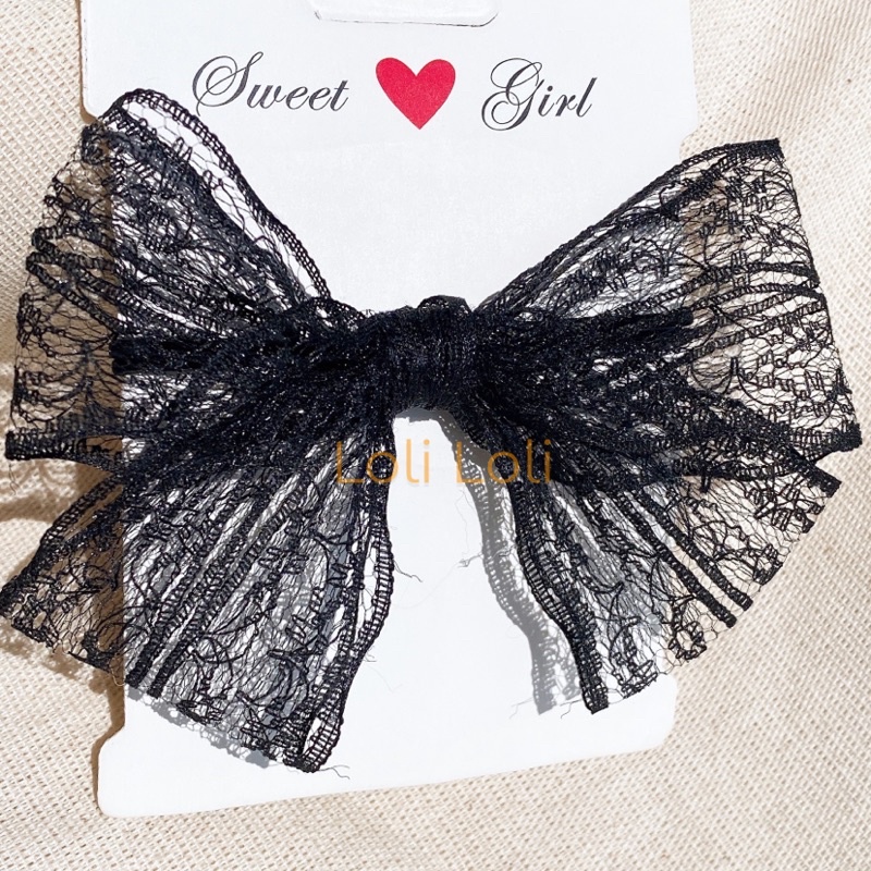 kẹp tóc nơ ren tiểu thư phong cách đơn giản nhiều màu