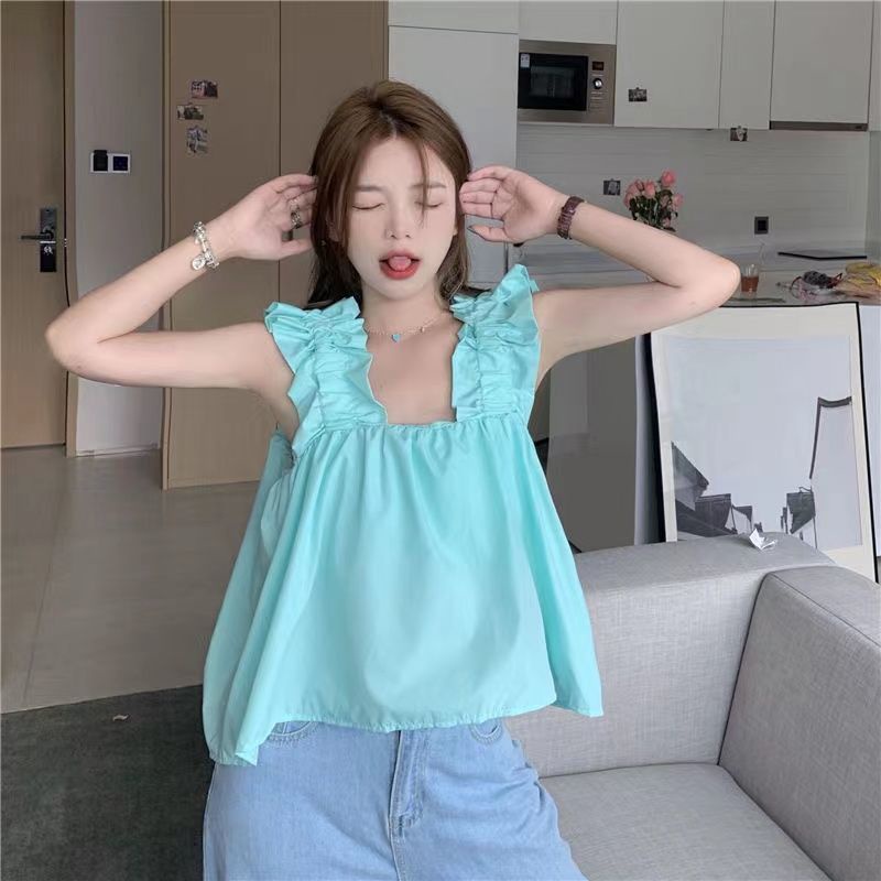Áo Camisole Không Tay Phong Cách Hàn Quốc 165882 Áo Hai Dây Dáng Ôm Phong Cách Phương Tây Dễ Phối Đồ