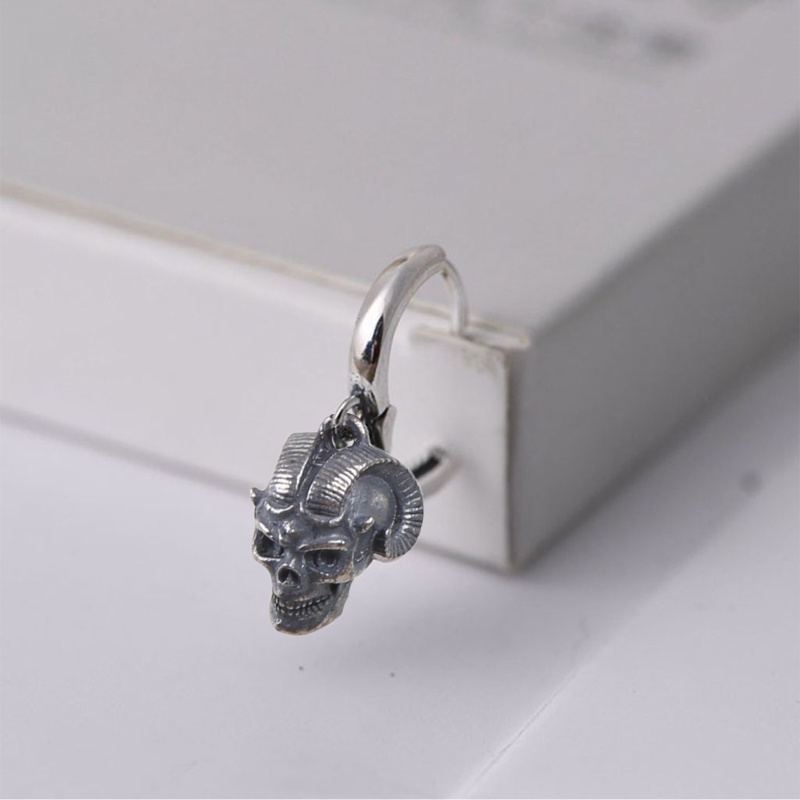 TAK Vintage Rock Punk Piercing Body Jewelry Goats Skull Stud Earrings for Men Women