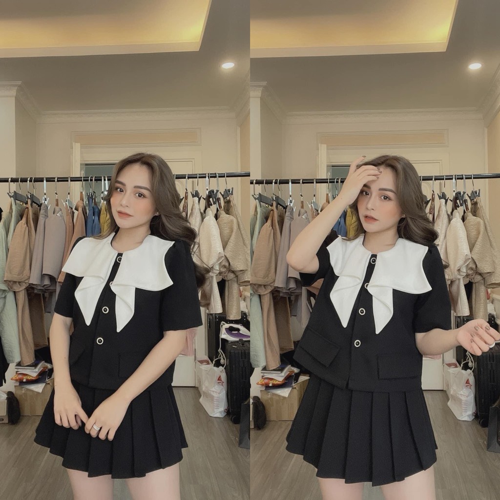 MẪU MỚI  Sét bộ vest áo nơ chân váy xòe sang #HOTTREND