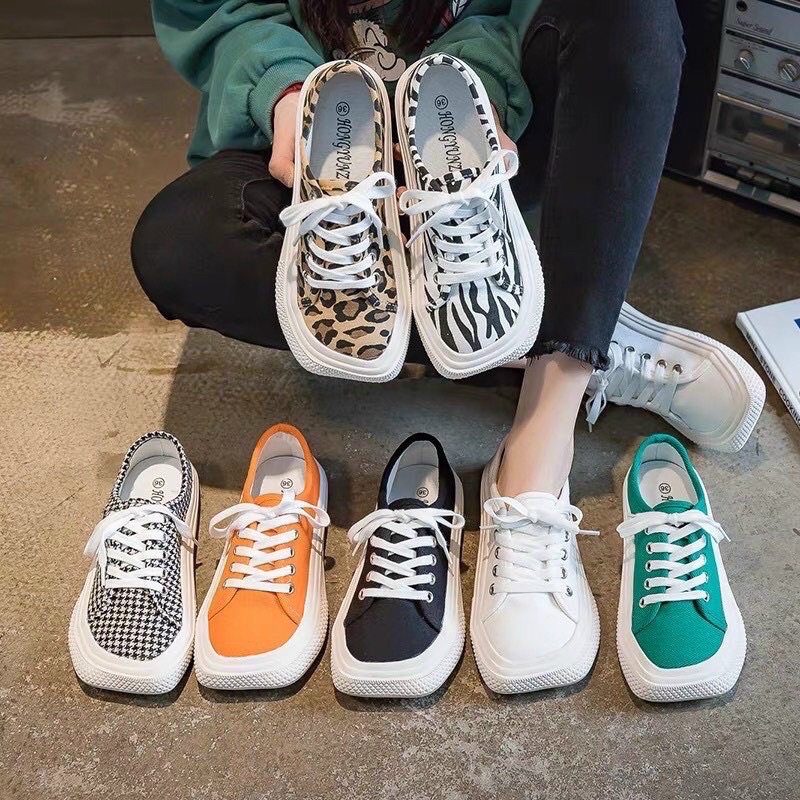 Giày Thể Thao Vải Nữ 🥰FREESHIP🥰 Giày Sneaker Vải Nữ Mũi Vuông Siêu Hot