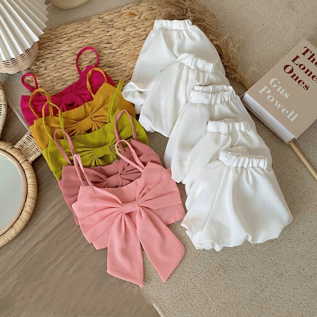 ( 8-20kg ) Đồ bộ bé gái 2 dây nơ xinh xắn AM938 - Quần áo trẻ em TTR18