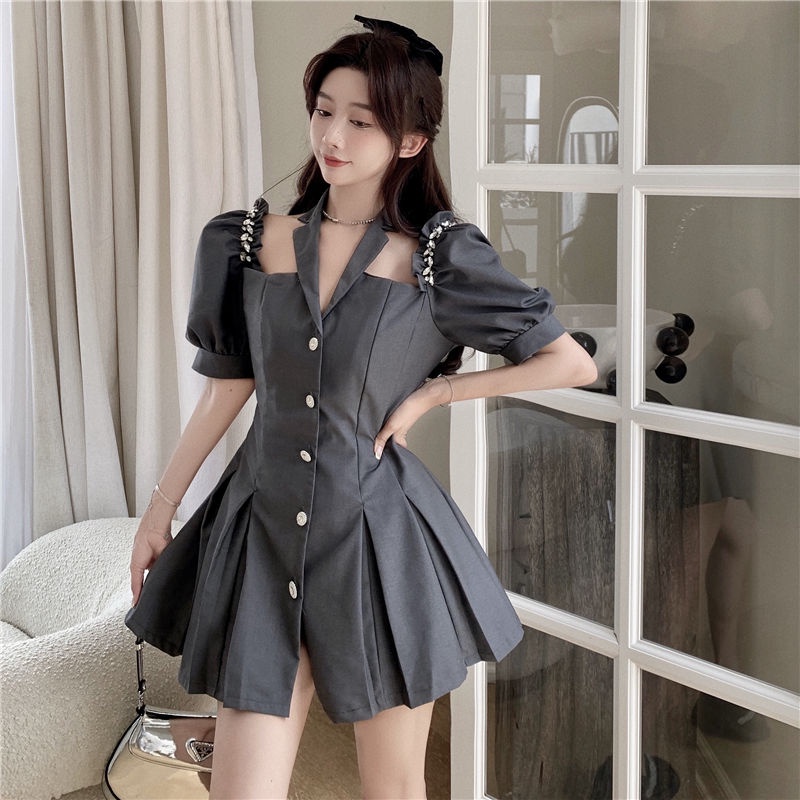 Đầm Xếp Ly Tay Phồng Trễ Vai Thời Trang Mùa Hè