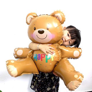 Phim hoạt hình 3D Gấu nhôm Lá bóng bay Trang trí tiệc Bóng bay Helium 77x70cm