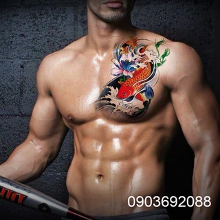 Tattoo Cá Chép lớn nhiều mẫu, Hình Xăm Dán HCM, Tattoo Cá Chép 15 x 21cm, Hình Xăm Tạm Thời Ivy Store