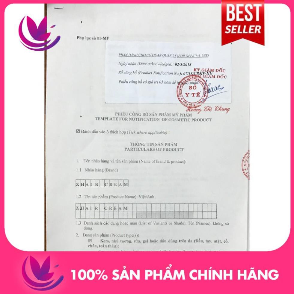 [TRỊ HÓI, HỒI PHỤC NANG TÓC] CHÍNH HÃNG TUÝP ZHAIR CREAM - Dứt điểm bạc tóc, rụng tóc. Siêu kích thích mọc tóc nhanh