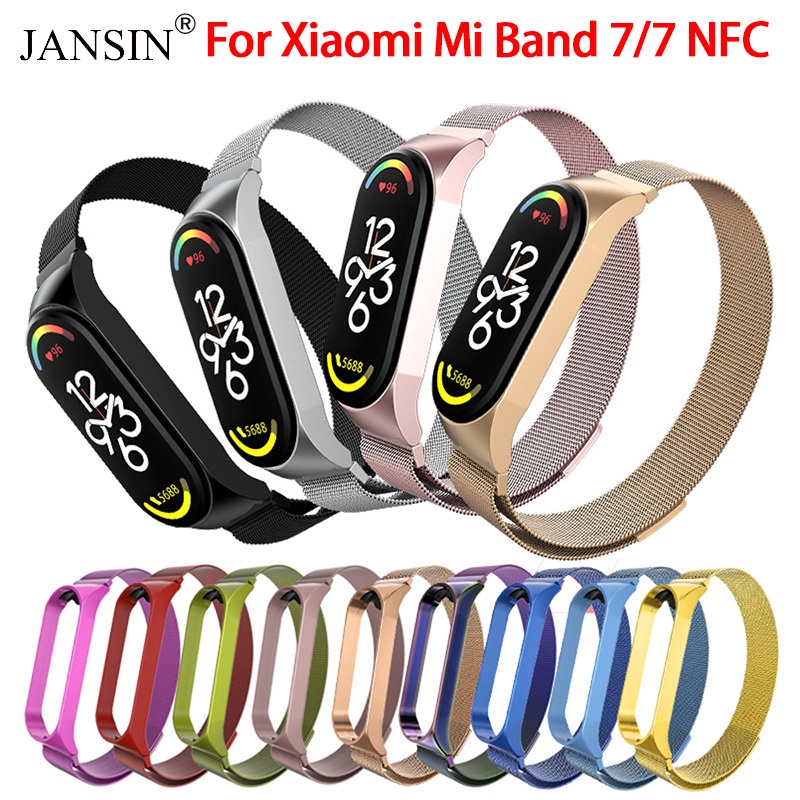 Dây đeo đồng hồ thông minh Jansin bằng kim loại nam châm thay thế cho Xiaomi mi band 7