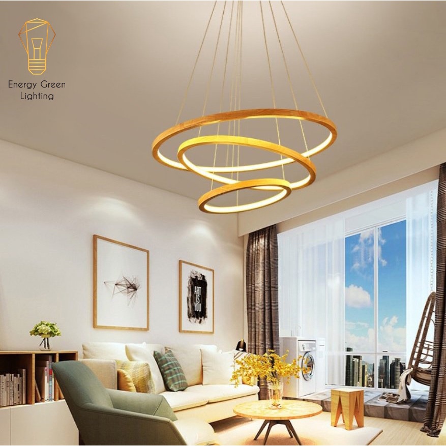 Đèn Thả Trần 3 Vòng Gỗ Energy Green Lighting TBD839 - Gỗ Tự Nhiên Chắc Chắn,Bền Đẹp - Decor Vintage - Trang Trí Phòng Ăn