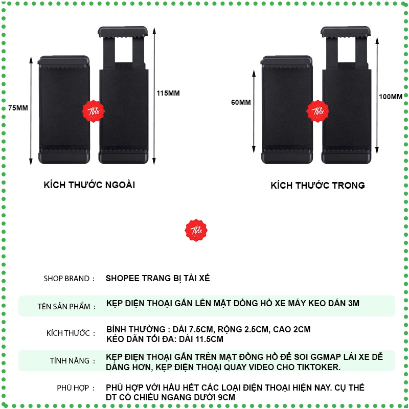 Giá đỡ điện thoại dán lên đồng hồ xe máy, kẹp điện thoại xe máy.Tốt cho tài xế grab,bee, giao hàng, biker phượt thủ.