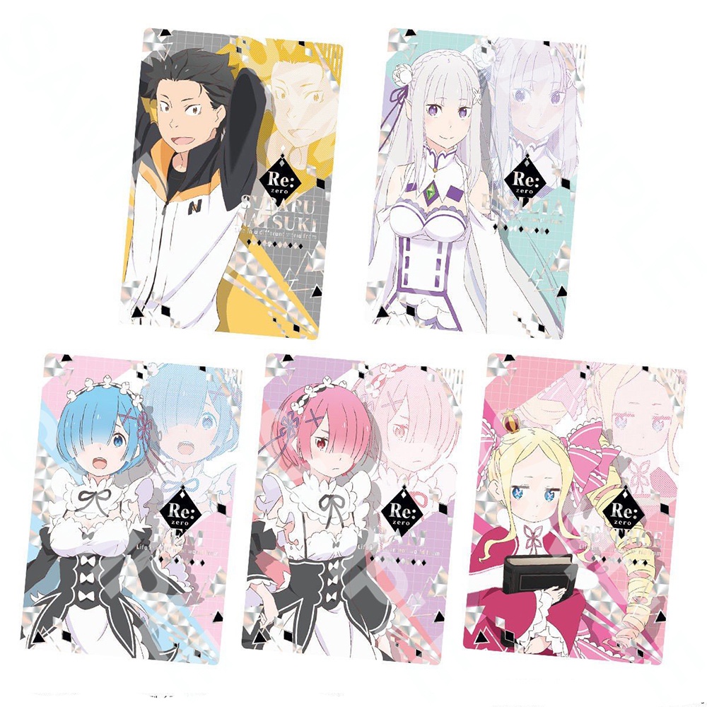 Ảnh card bo góc in hình Nhân Vật RE:ZERO Bắt Đầu Lại Ở Thế Giới Khác thẻ bo viền 5*8cm anime chibi xinh xắn