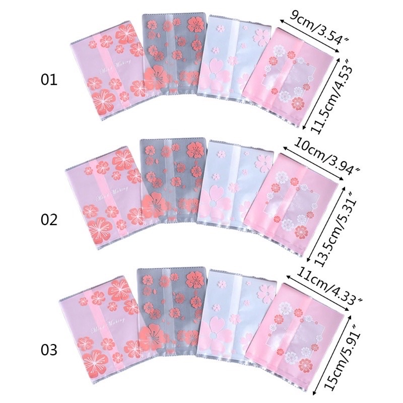  50-100 Túi đựng bánh trung thu hoa anh đào Hồng 50g~125gr- Mẫu mới 2021