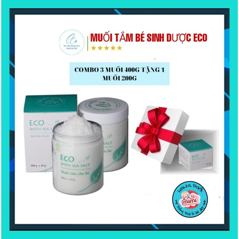 [Combo 3 tặng 1] Muối tám bé ECO - Muối tắm bé sinh dược Eco- muối tắm bé thảo dược - Tắm sạch rôm sảy mẩn ngứa