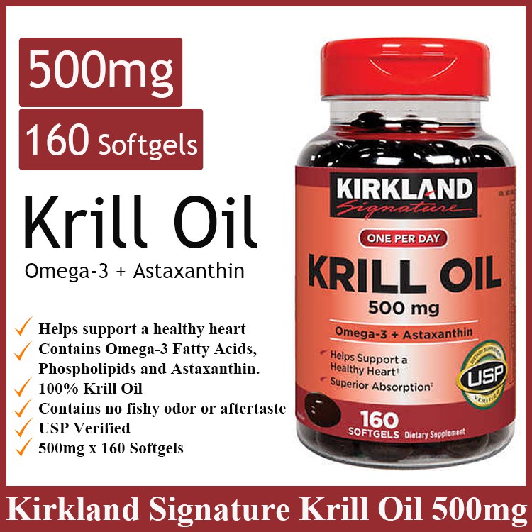 [MỸ] DẦU NHUYỄN THỂ KIRKLAND KRILL OIL 500MG 160 VIÊN CỦA MỸ