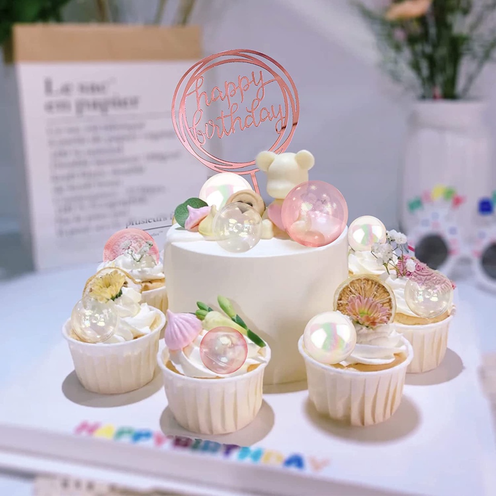 Set 25 Phụ Kiện Trang Trí Bánh Kem Hình Viên Ngọc Trai Xinh Xắn