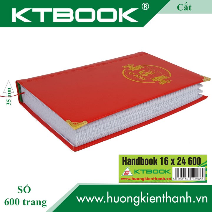 SỔ GHI CHÉP BÌA DA KTBOOK HANDBOOK CAO CẤP 600 trang size 16 x 24 cm ruột giấy in caro CẮT GÓC