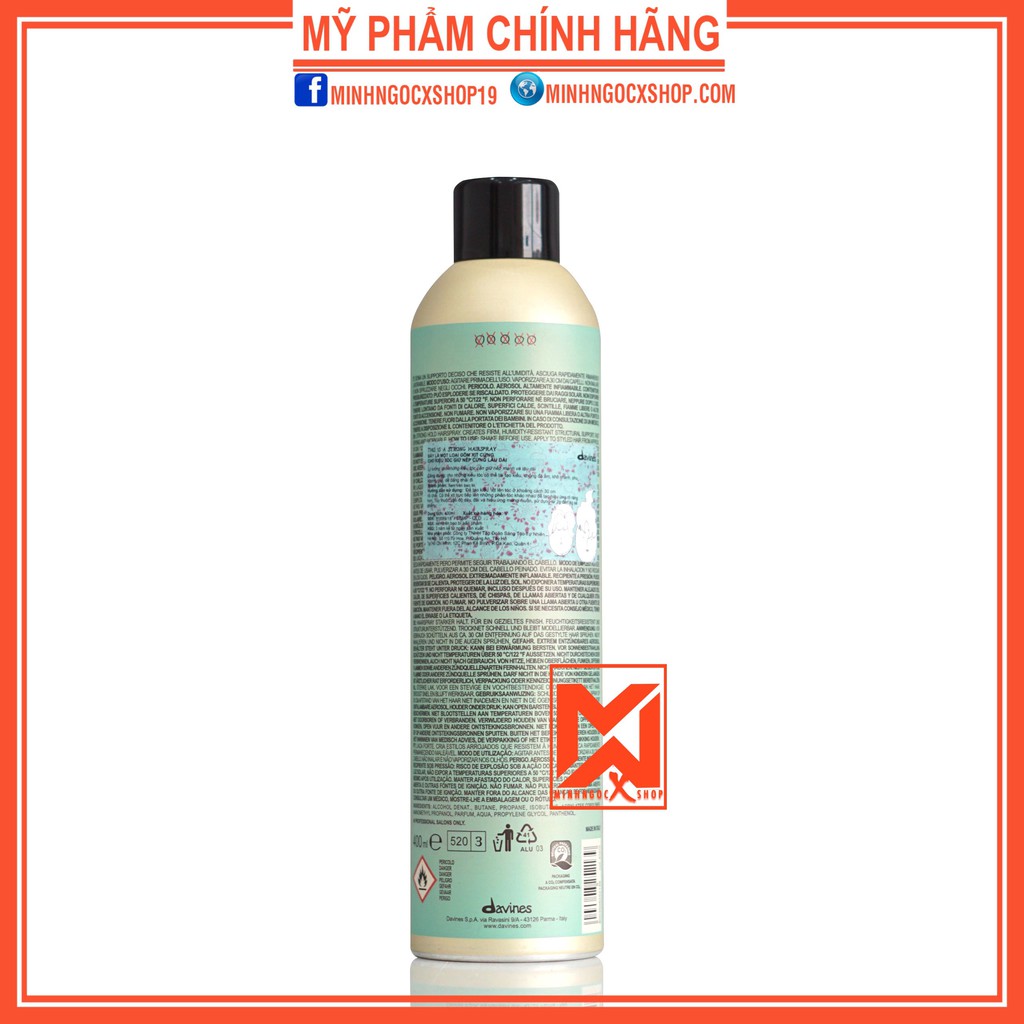 gôm xịt cứng DAVINES STRONG HAIR SPRAY 400ML chính hãng