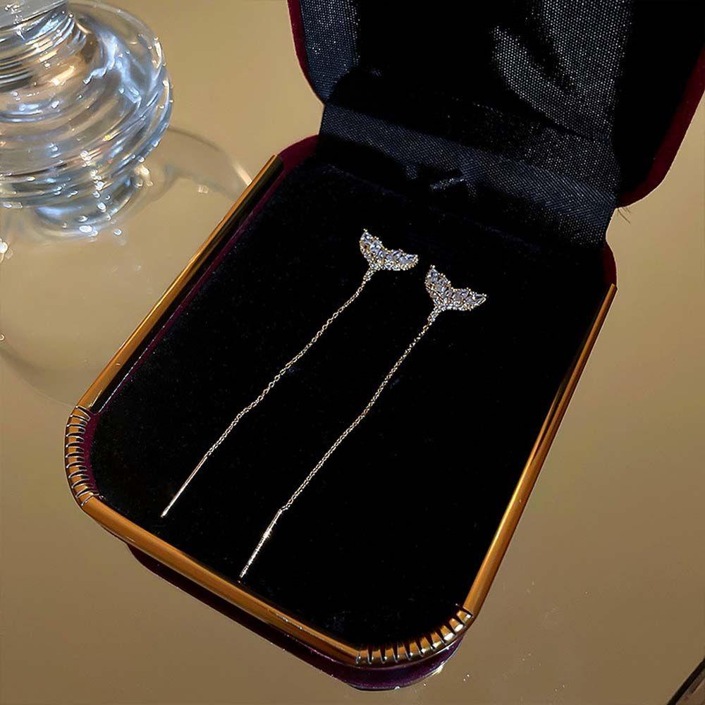 Khuyên Tai Đuôi Cá Dáng Dài Thiết Kế Ngọt Ngào Cho Nữ|Khuyên Tai Phong Cách Hàn Quốc Cho Nữ