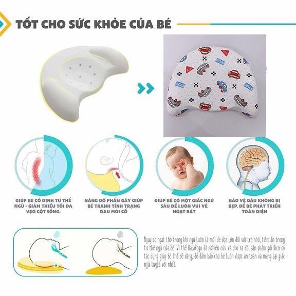 Gối Cao Su Non Chống Méo, Bẹt Đầu Cho Bé Sơ Sinh