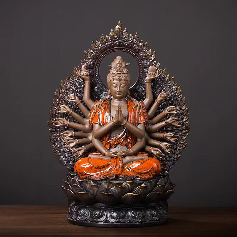 Tượng Quan Âm Bồ Tát Thiên Thủ Thiên Nhãn gốm Tử Sa cao cấp, Phật bản mệnh tuổi Tý - TỰ THANH QUÁN