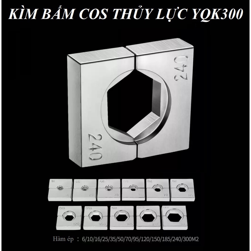 Kìm ÉP Đầu Cos Thủy Lực YQK300  -  Phạm Vi Ép 16-300mm2  - Chuyên Dụng Cho Thợ Điện - Bảo Hành 6 Tháng