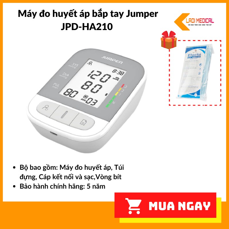 Máy đo huyết áp bắp tay Jumper JPD-HA210 (FDA Hoa Kỳ + Xuất USA)