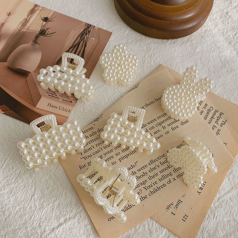 Kẹp tóc đính ngọc trai giả phong cách cổ điển thời trang thanh lịch dành cho nữ