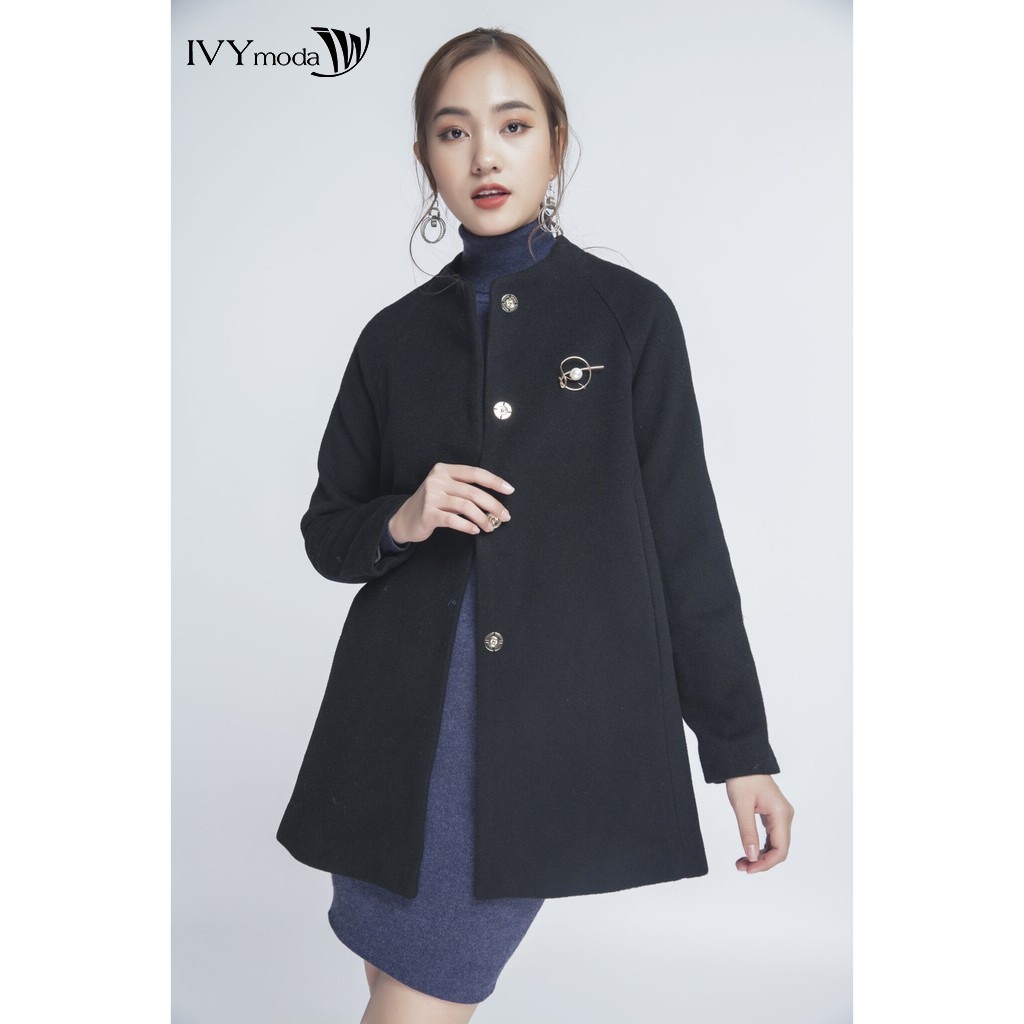 Áo khoác dạ Nữ dáng suông IVY moda MS 71M4156
