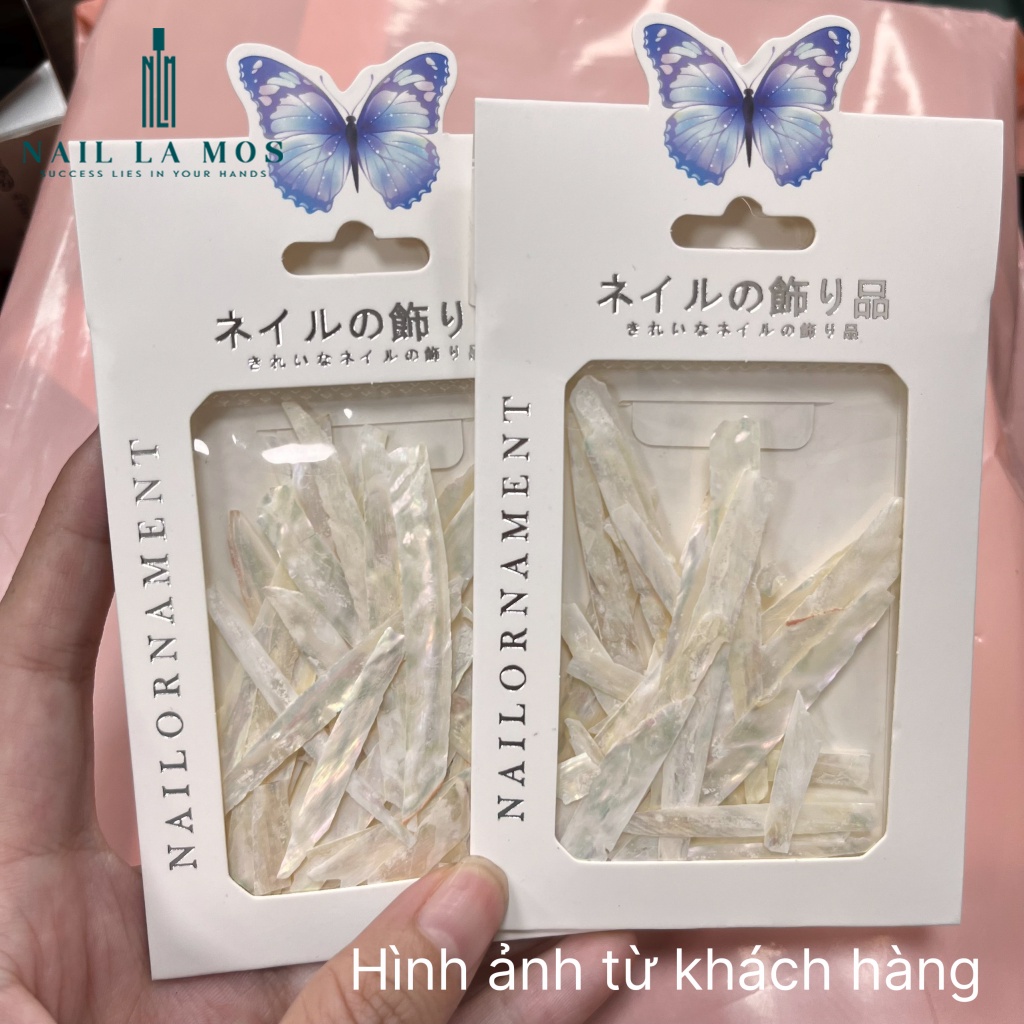 Xà cừ trắng nail siêu mỏng ánh ngọc trai – xà cừ nail trang trí móng tay đắp gel ẩn phong cách Hàn Nhật
