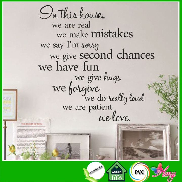 Decal dán tường Tiếng Anh In this house 5 trang trí nhà cửa DKN051 decalamyshop