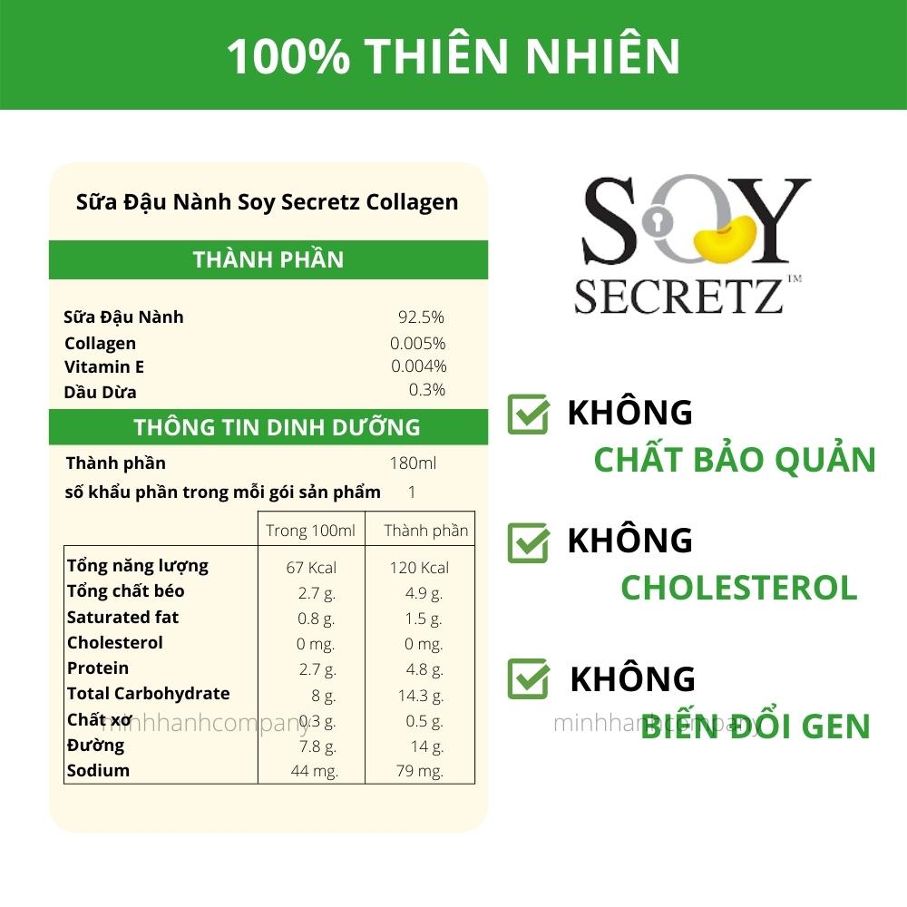 Thùng 48 Hộp Sữa Đậu Nành  Kết Hợp Collagen Soy Secretz Nhập Khẩu Từ Thái Thơm Ngon Đẹp Da Hộp 180ml