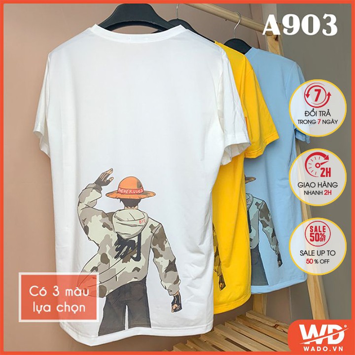 Áo thun nam one piece Wado chất liệu cotton mềm mịn in hình Luffy trong One piece mã a903