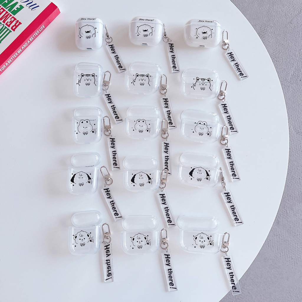 Vỏ Bảo Vệ Hộp Sạc Tai Nghe Bluetooth AirPods 1 2 pro 3 2021 gen3 Bằng Silicon TPU Mềm Trong Suốt Hình Động Vật Chống Thất Lạc