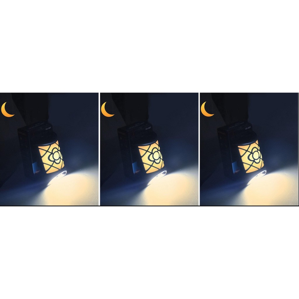 Combo Bộ 3 Đèn Tường Năng Lượng Mặt Trời Họa Tiết Hoa Văn - SH801 ( Tích Hợp Sạc Điện )