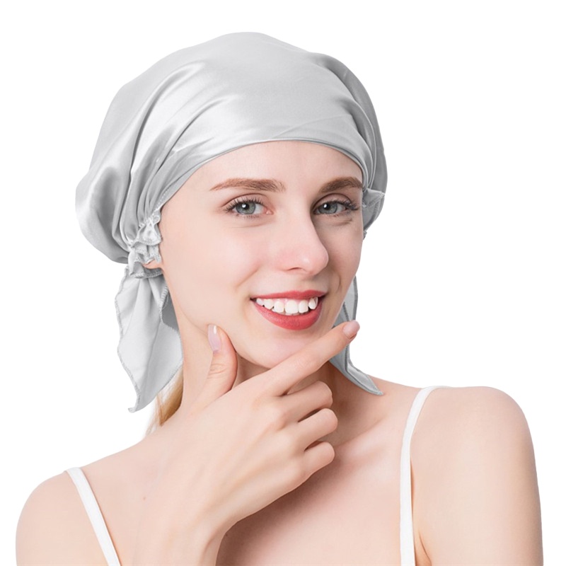 Mũ Trùm Đầu Bằng Vải Satin Lụa Co Giãn Chăm Sóc Tóc Dài Cho Nữ
