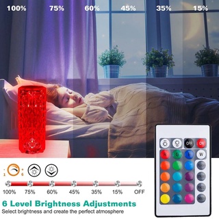LED Crystal Table Lamp Diamond Rose Bar Night Light Touch Atmosphere Bedside