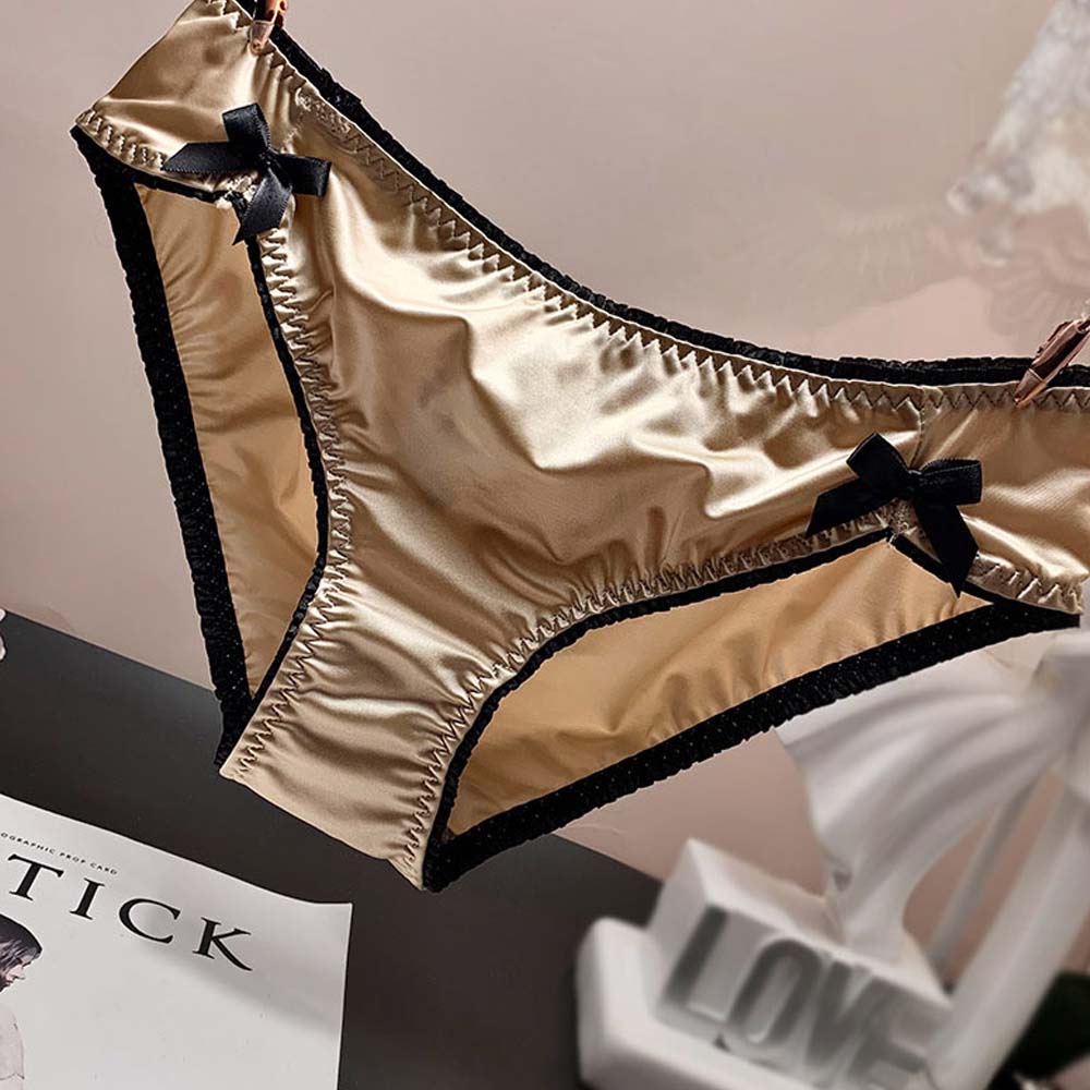 Quần Lót Lọt Khe Eo Thấp Đính Nơ Màu Trơn Thoáng Khí Thoải Mái Cho Nữ