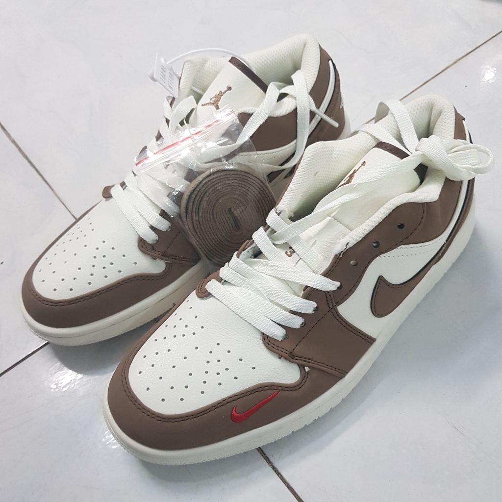 Giầy Thể Thao JorDan Trung R1:1 Nâu Trắng [ Full Box ] Nam, Nữ - Sneaker JD Cao Cấp