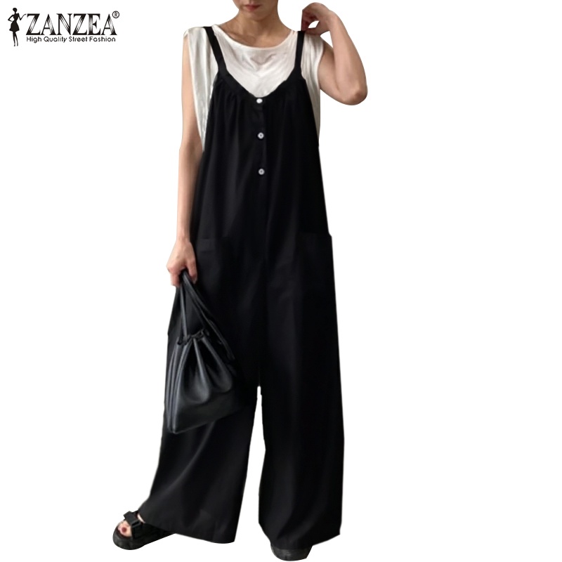 Quần yếm ZANZEA ống dài thời trang xinh xắn dành cho bạn nữ