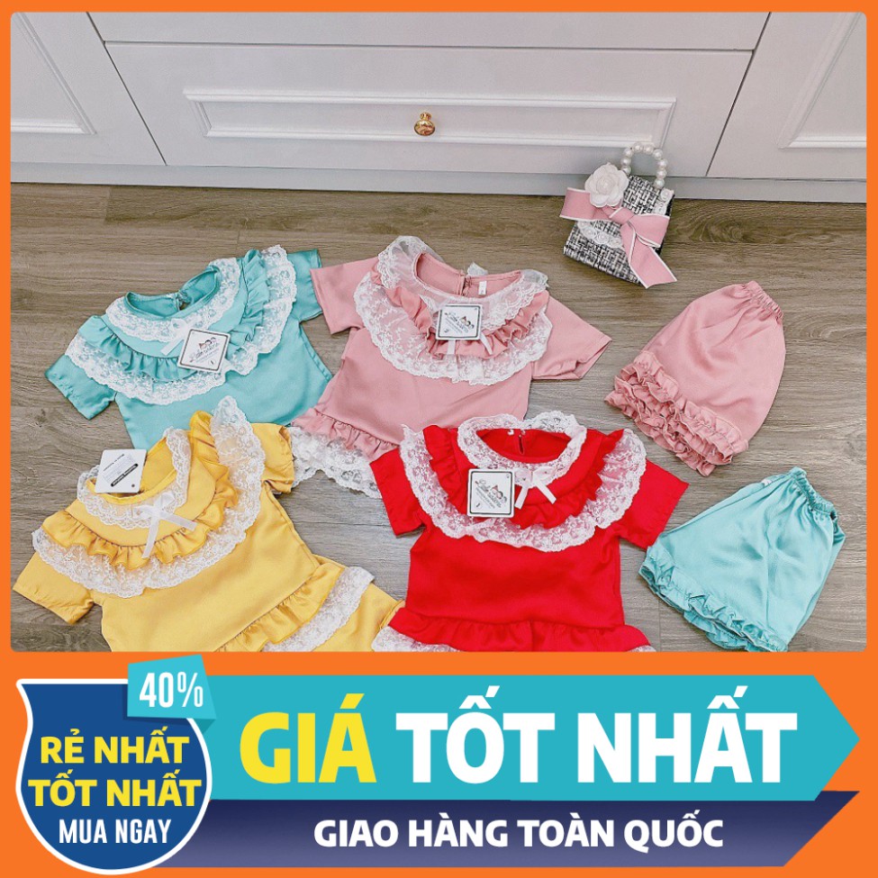 Bộ Pizama lụa mát cho Bé Gái Trẻ Em Thiết Kế Ren Điệu Đà Sang Chảnh chất lượng