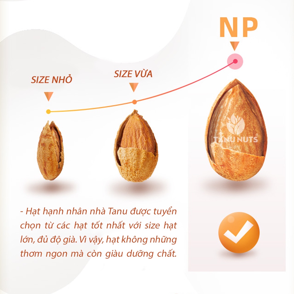 Hạnh nhân rang mộc TANU NUTS, hạt hạnh nhân sấy Mỹ giàu dinh dưỡng, làm sữa