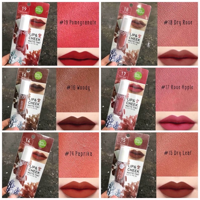 Son Kem Lì Baby Bright Lip&Cheek matte tint Thái Lan full màu đẹp