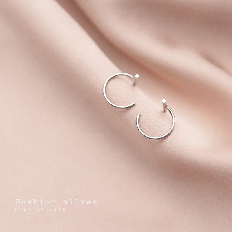 Bông Tai Bạc Nữ Tròn Chữ T Bạc Ý 925 Cao Cấp - Trang Sức TNC JEWELLERY