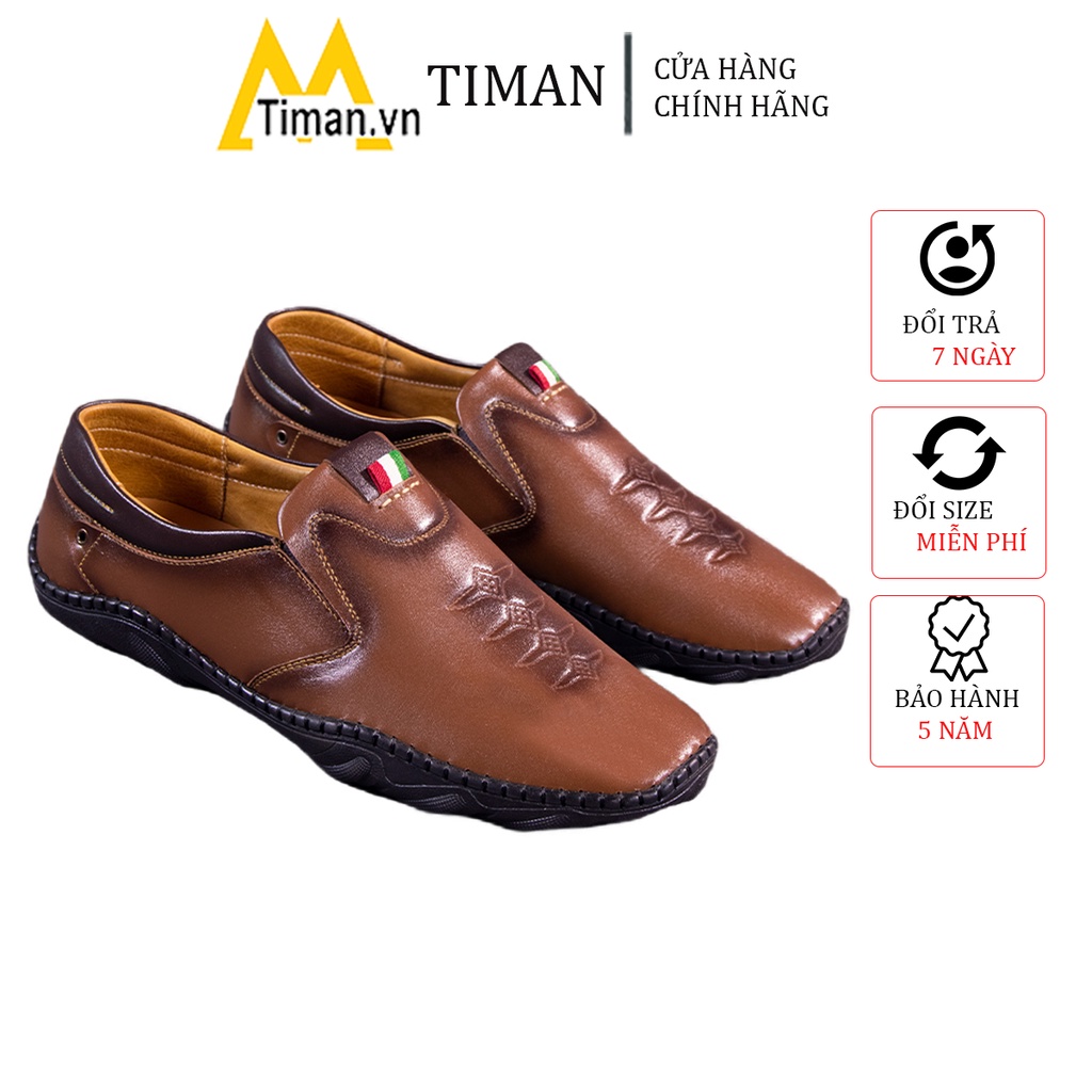 Giày nam lười chất liệu da bò tây đẹp phong cách công sở thiết kế mọi cao cấp bảo hành 5 năm NK94 TIMAN